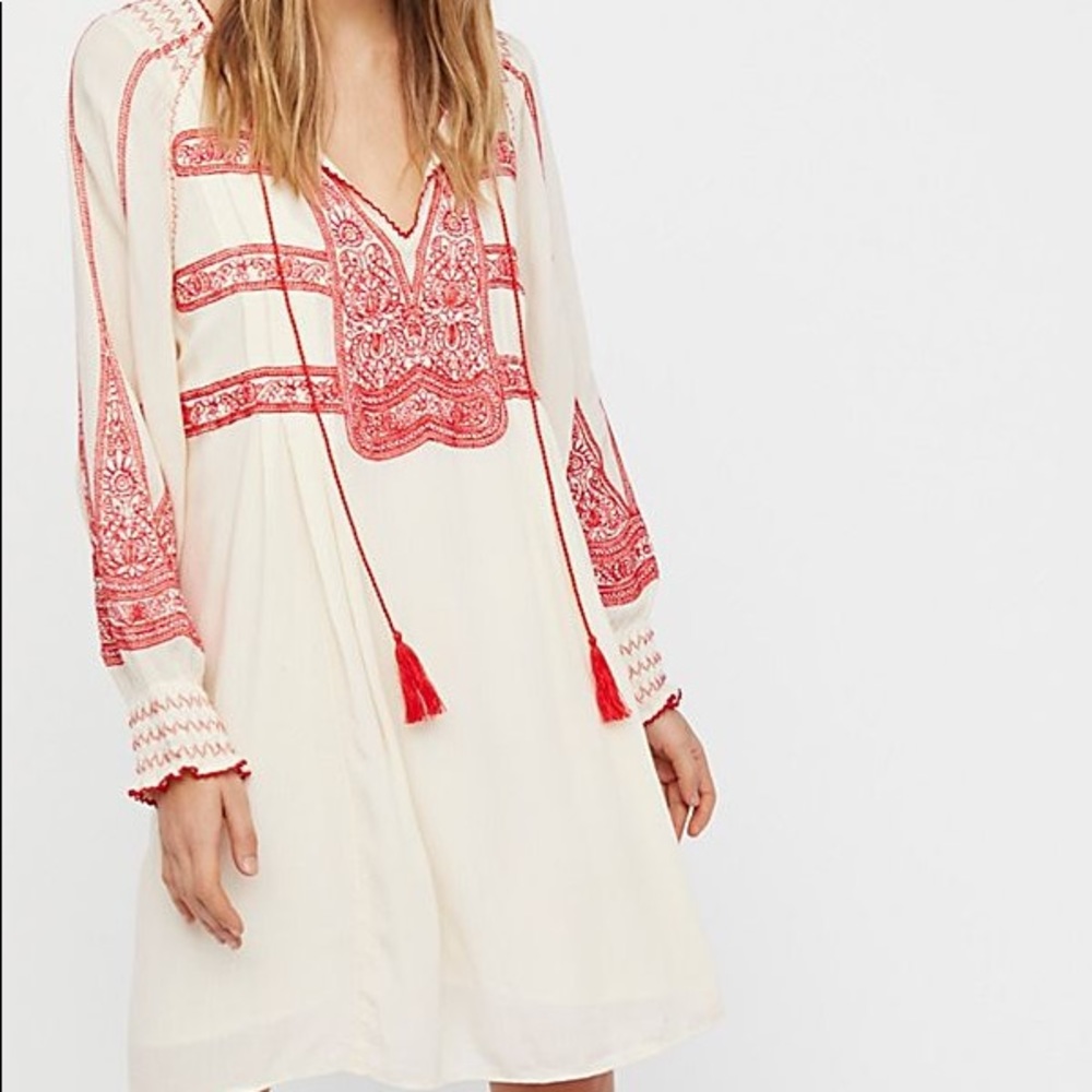 Free People Wind Willow Embroidered Tunic Dress